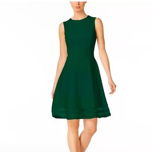 Illusion-Trim Fit & Flare Dress,
